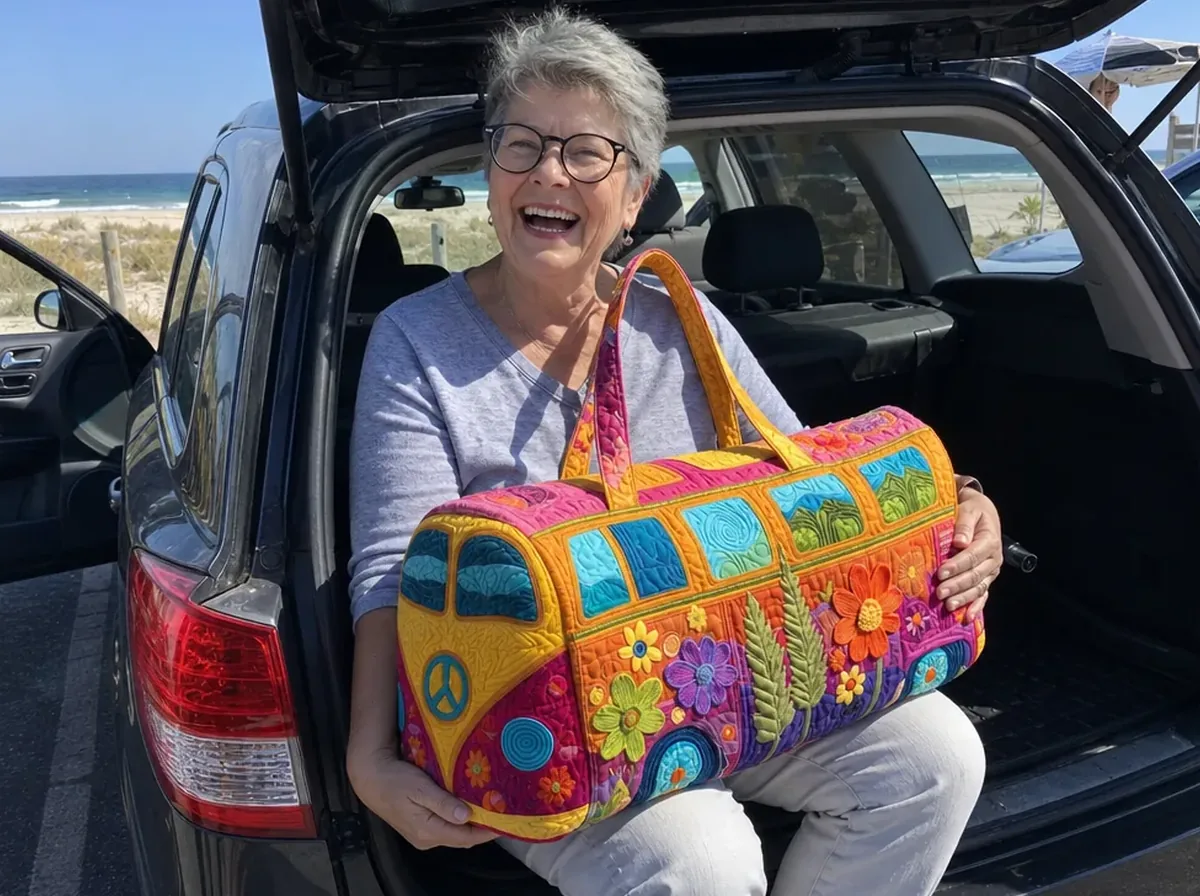 HippieBus™ Hand-Quilted 20L Applique Weekender & Carry-On Bag Package Contents